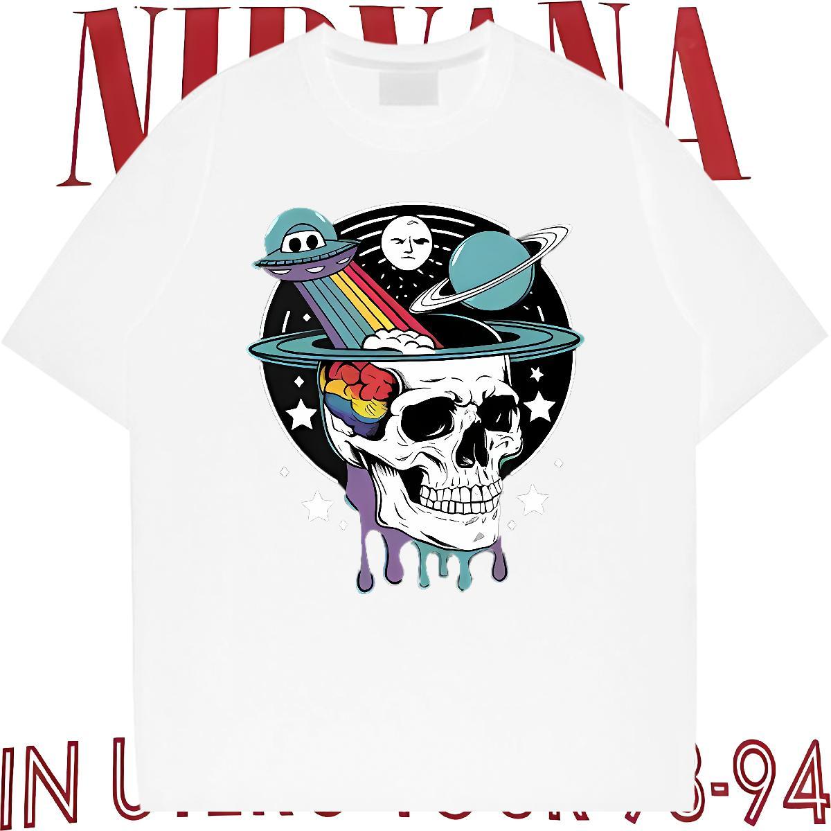 2024 Man T Shirts skull Clothes 230g 100% Cotton Spring Summer Designer Black White O-Neck Short Sleeve Men Tees