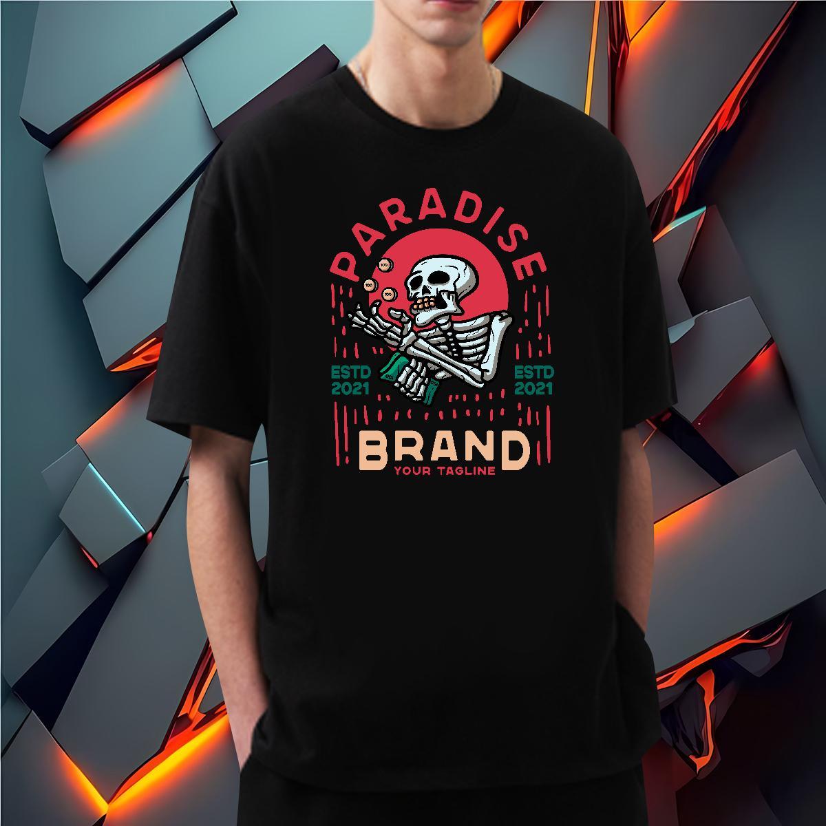 Free Shipping T Shirts Men skull Top Tees 230g 100% Cotton Street High Quality Graphic Breathable Short Sleeve Mens Tshirts