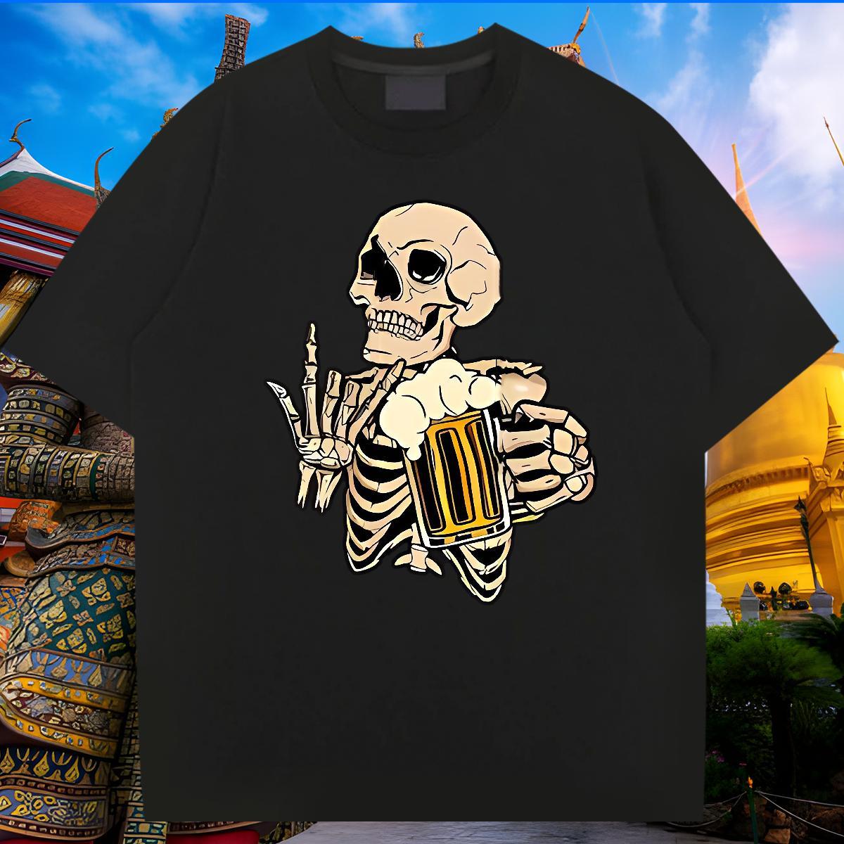 Fashion Design Mens T Shirts skull Tops Tees 230g 100% Cotton Casual Daily Wear Free Shipping Custom Print Plus Size Breathable Men Tshirts