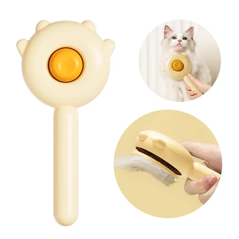 Cat and Dog Shedding Brush with Self-Cleaning Release Button - Grooming Tool - Pet Hair Remover Comb
