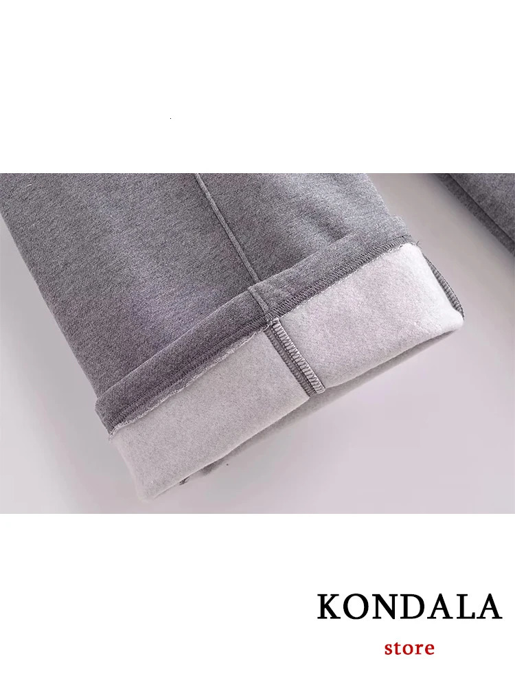 KONDALA Casual Gray Sports Women Suits Long Sleeve Zipper JacketsElastic Waist Wide Leg Pants Fashion Autumn Winter Suits 240807