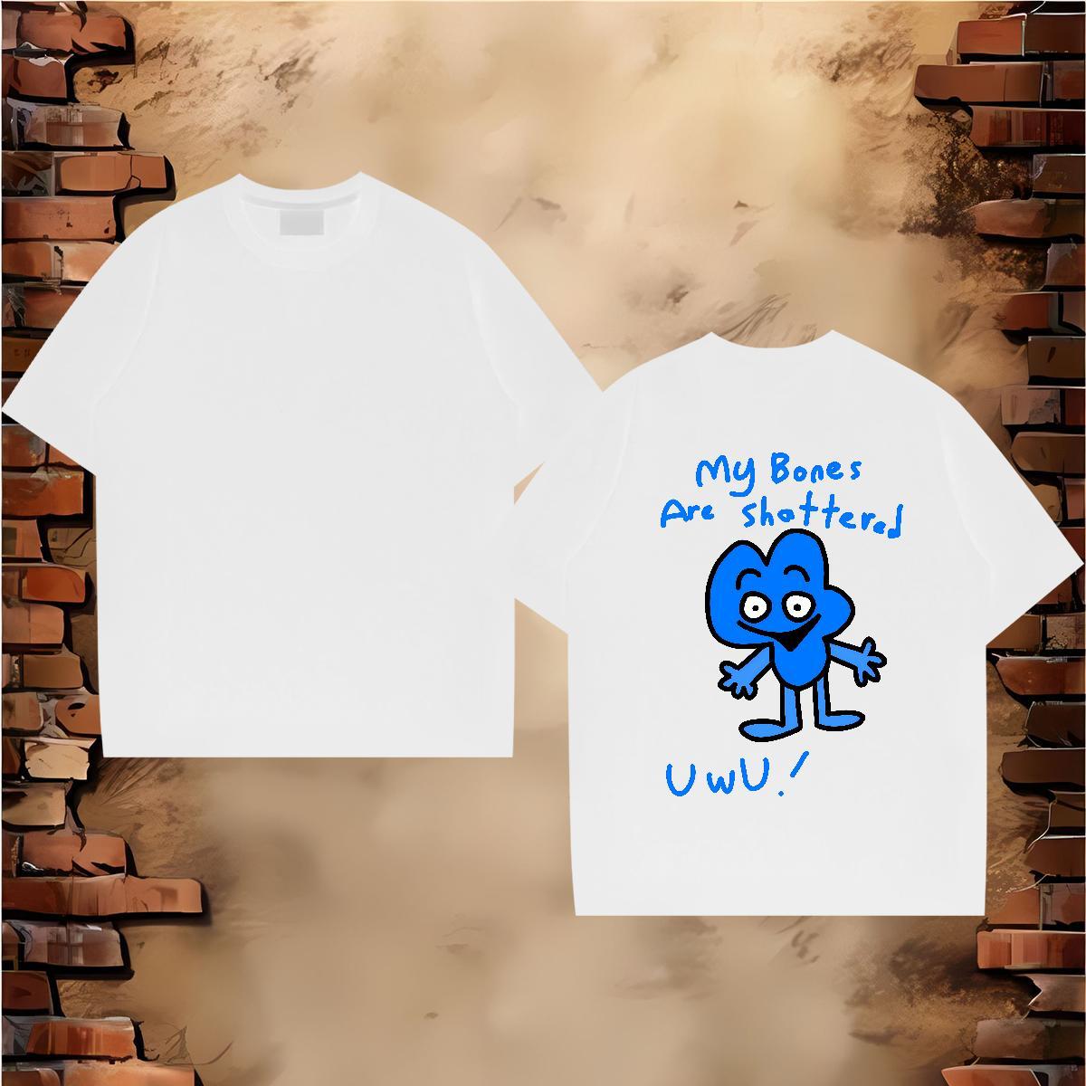Fashion Men T Shirts blue Clothes 230g Pure Cotton Daily Outfit Designer DIY Printed O-Neck Short Sleeve Men Tees