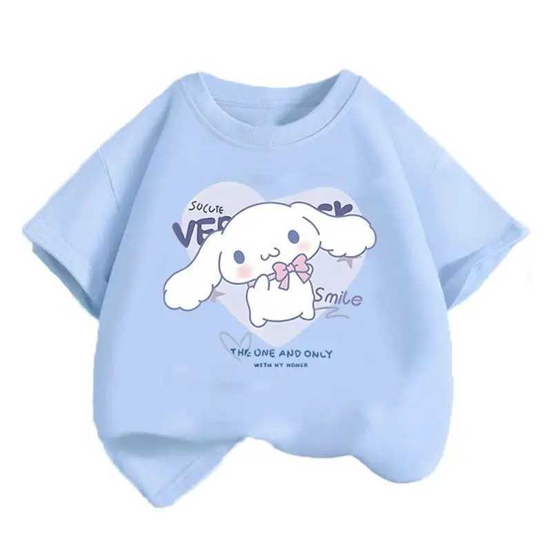 2024 New Summer T-shirt Girls and Boys Cinnamon T-shirt Cartoon Printed Childrens T-shirt Girls TopW240718