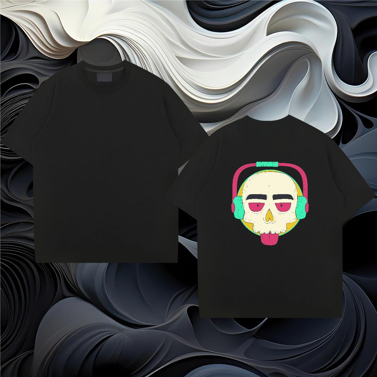 Fashion New T Shirt For Man skull Polos 230g Pure Cotton Casual Designer Black White Breathable Short Sleeve Couples T Shirts