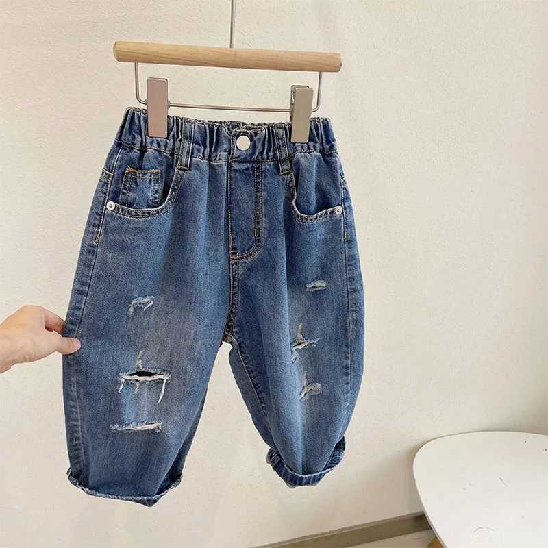 Jeans Boys Jean Pants Long Trousers Cotton 2024 Cool Spring Autumn Babys Kids Pants Teenagers Outwear Childrens Clothing
