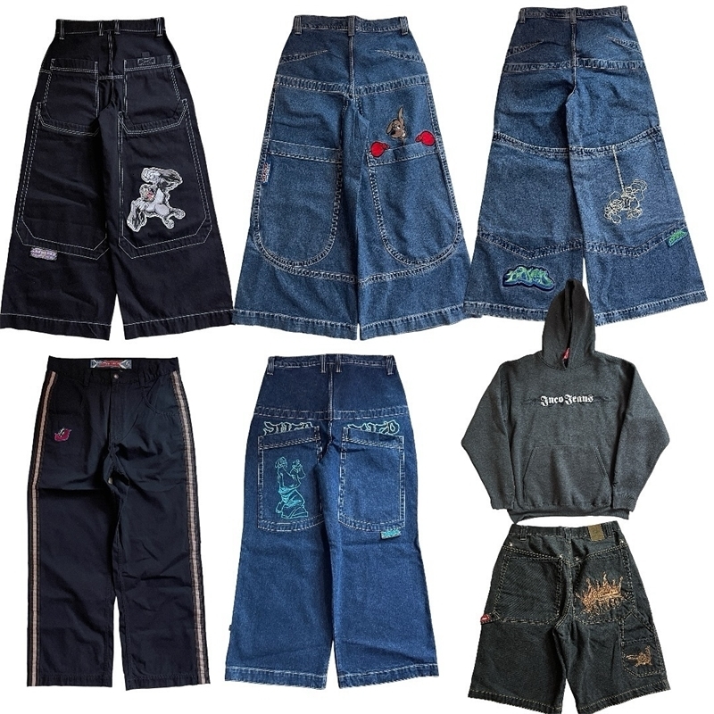 selling Kangaroo Wide Leg Jeans for Men Y2K Harajuku Hip Hop JNCO Direct Delivery Denim Pants Casual Trousers Street Outfit 240806