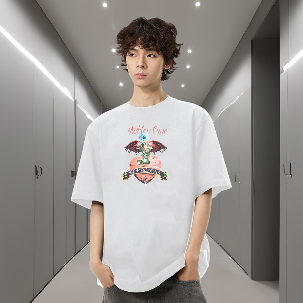 Customized Man T Shirts skull Tshirts 230g Cotton Street Popular DIY Logo Oversized Short Sleeve O-Neck Men Tshirts