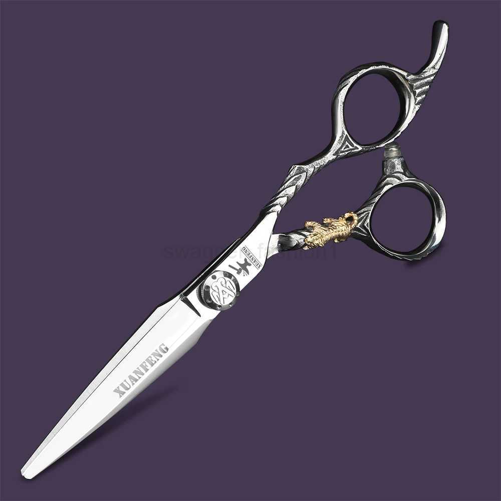 XUANFENG 6 inch professional hair scissors Japanese 440C personalized barber cutting and thinning scissors setXJ240807