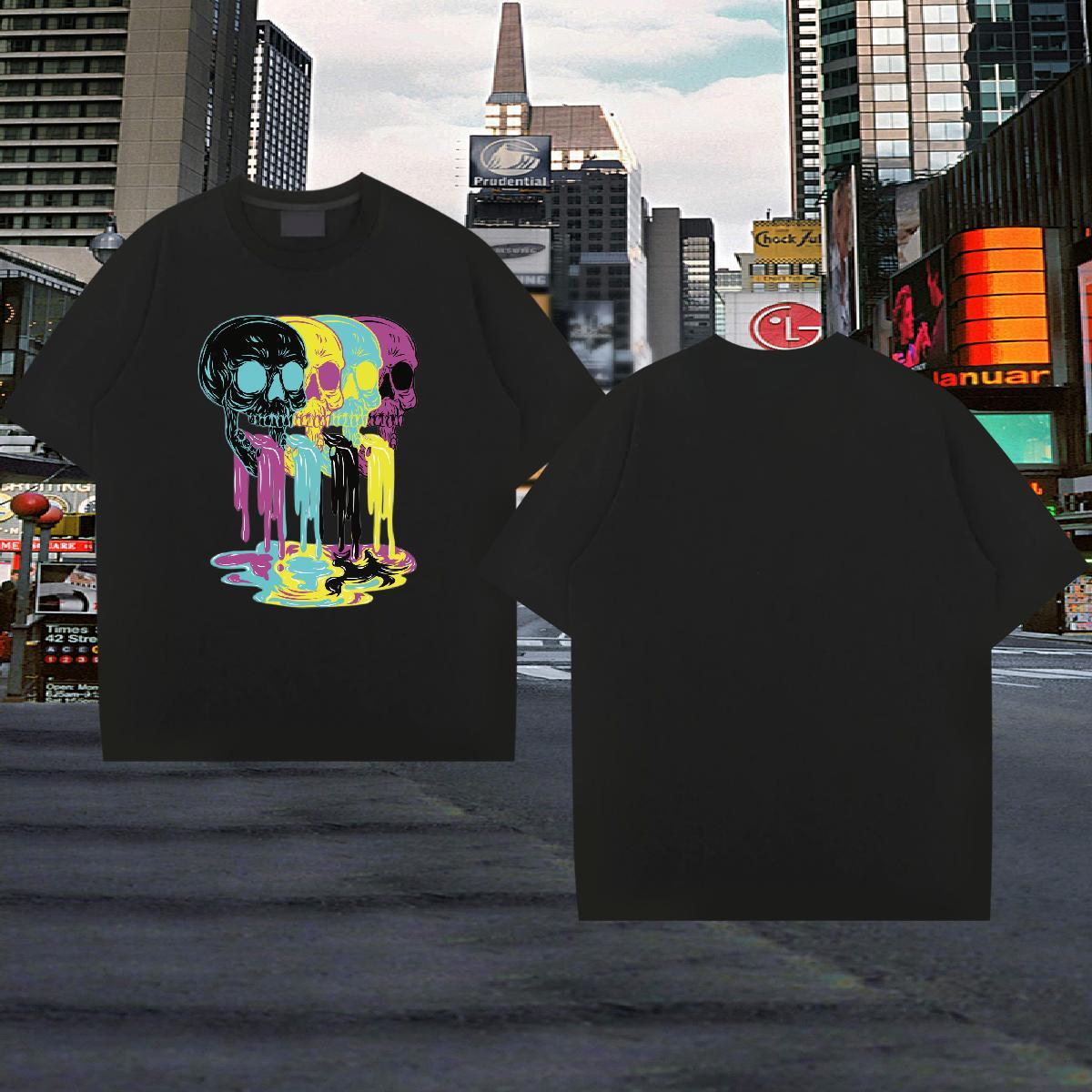 Stylist Men T Shirts skull Tops 230g Pure Cotton Street wear Hip Hop Classic Custom Print Plus Size Breathable Short Sleeve Men Tops Tees