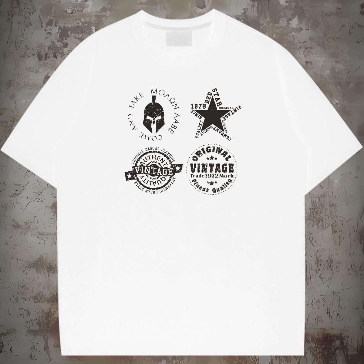 New Arrival T-Shirts for Men letter Tops 230g 100% Cotton Beach High Quality DIY Anime Round Neck Short Sleeve Men Tops Tees