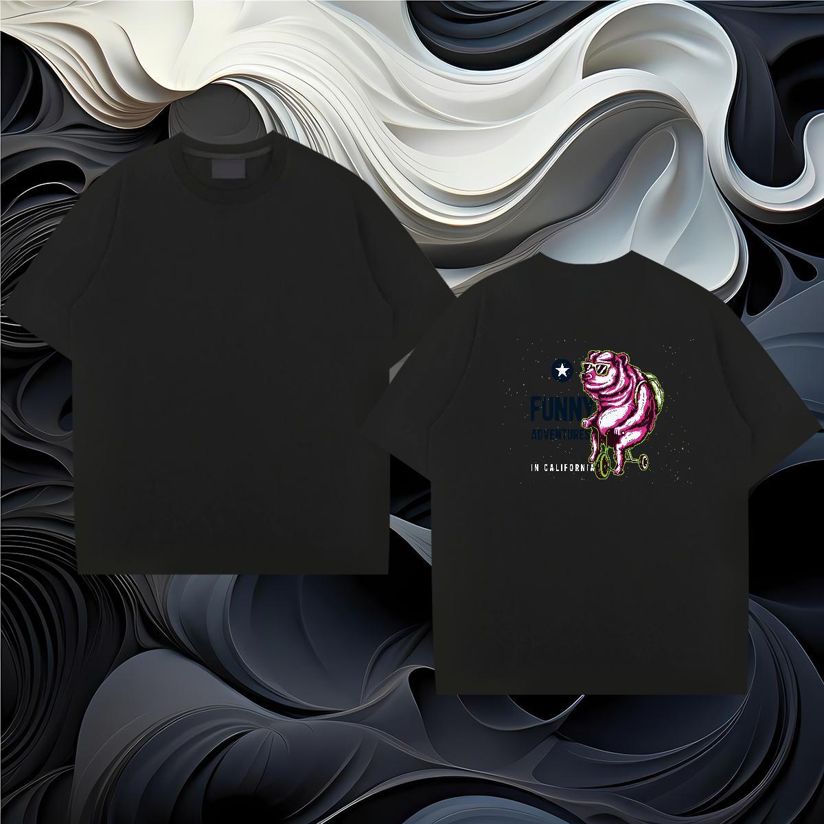 DIY Customized T-Shirts for Men ET Wear 230g Cotton Casual Beach Loose Fit Floral Print Short Sleeve O-Neck Men Clothes T-Shirt