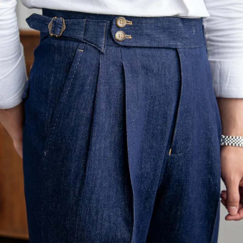 High Quality Italy Business Dress Pants Men Office Social Suit Casual Wedding Groom Trouser Pantaloni Uomo Blue 240806