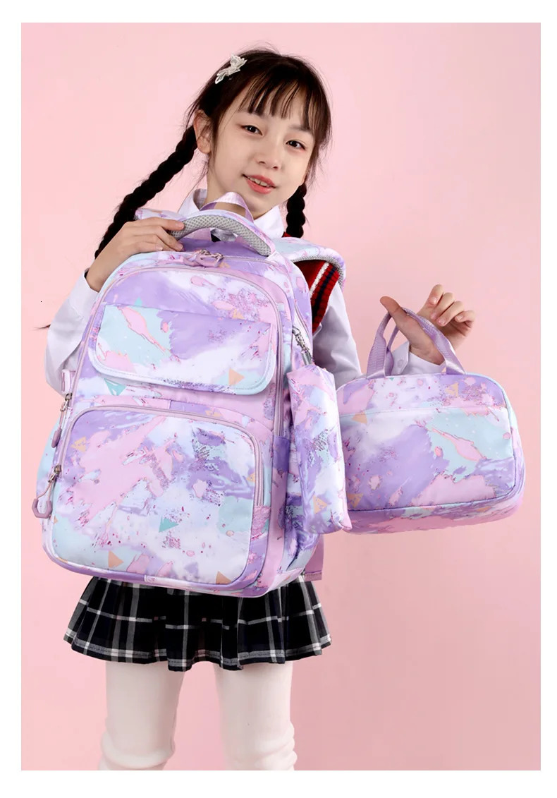 3piece childrens backpack cute student with lunch bag pencil casewaterproof school for gifts 240807