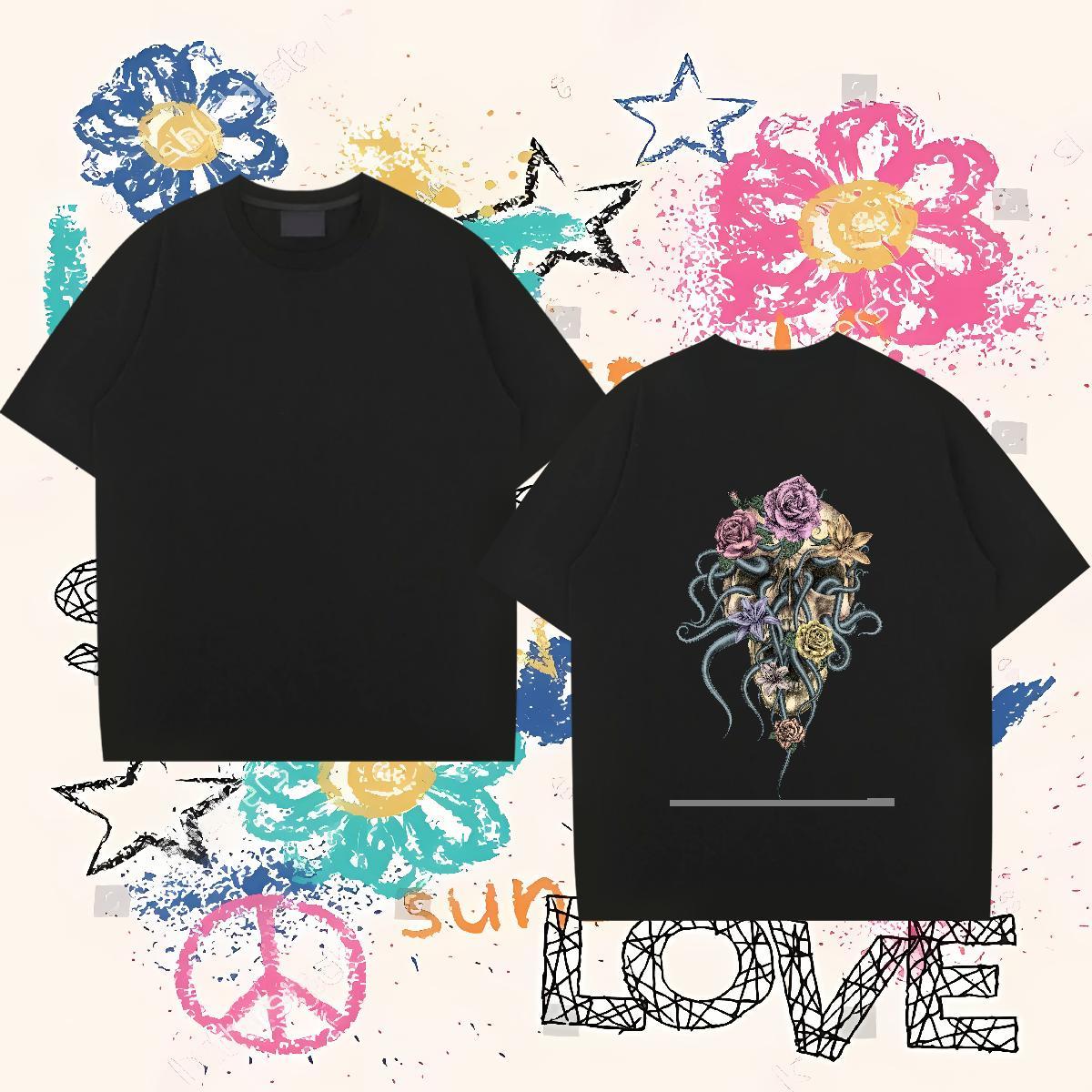 DIY Customized T Shirt For Man flower Tee Shirt 230g Pure Cotton Sports Casual TOP Quality DIY Logo Oversized Breathable Mens Tshirts