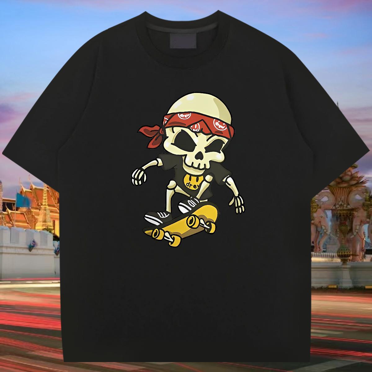 Free Shipping T Shirts Men skull Tees 230g Cotton Sport Classic Custom Anime Breathable Short Sleeve Men Tees