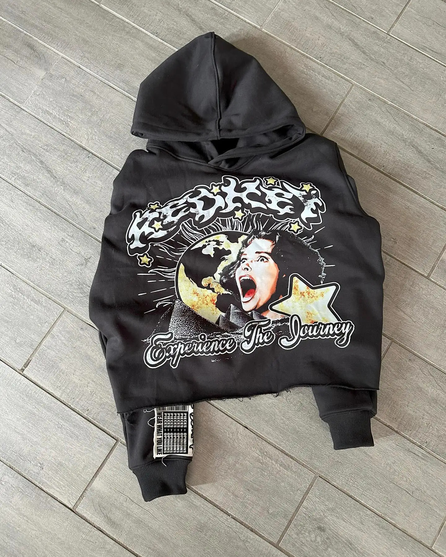 Harajuku Street Star Letter Print Oversized Sweatshirt Hip Hop Gothic Graphic Hoodies Men Women Y2k Tops Streetwear Clothes 240806