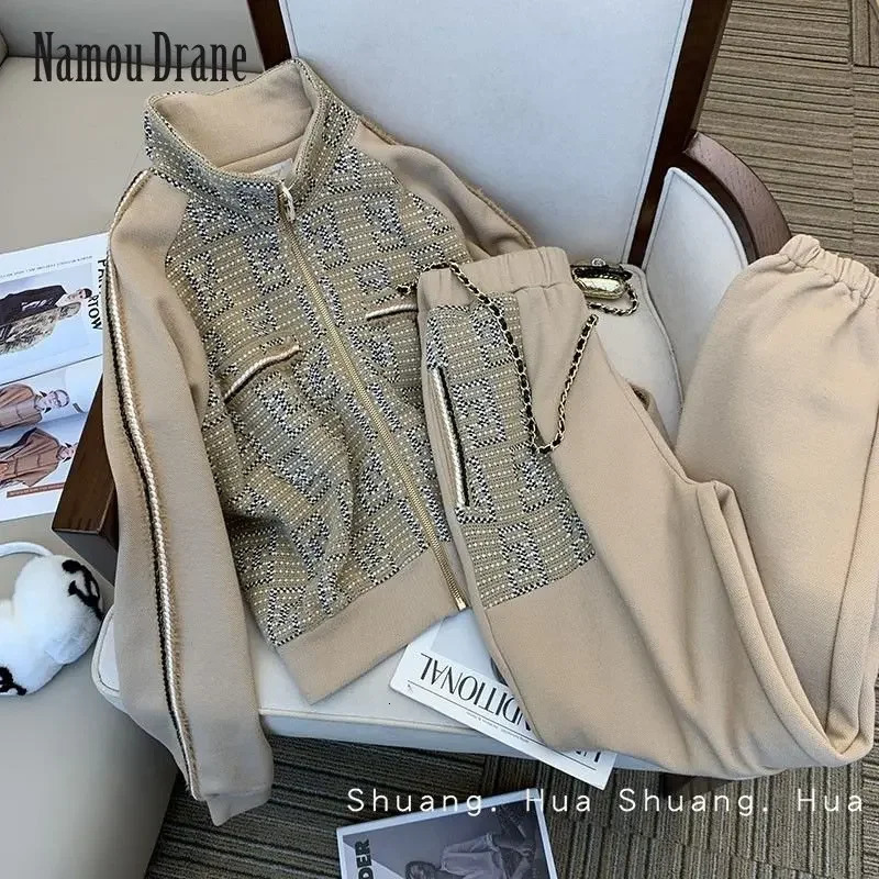 Namou Drane Casual Fashion Sports Suit Women Spring Loose Western Style Retro Slimming Two-piece Set 240807