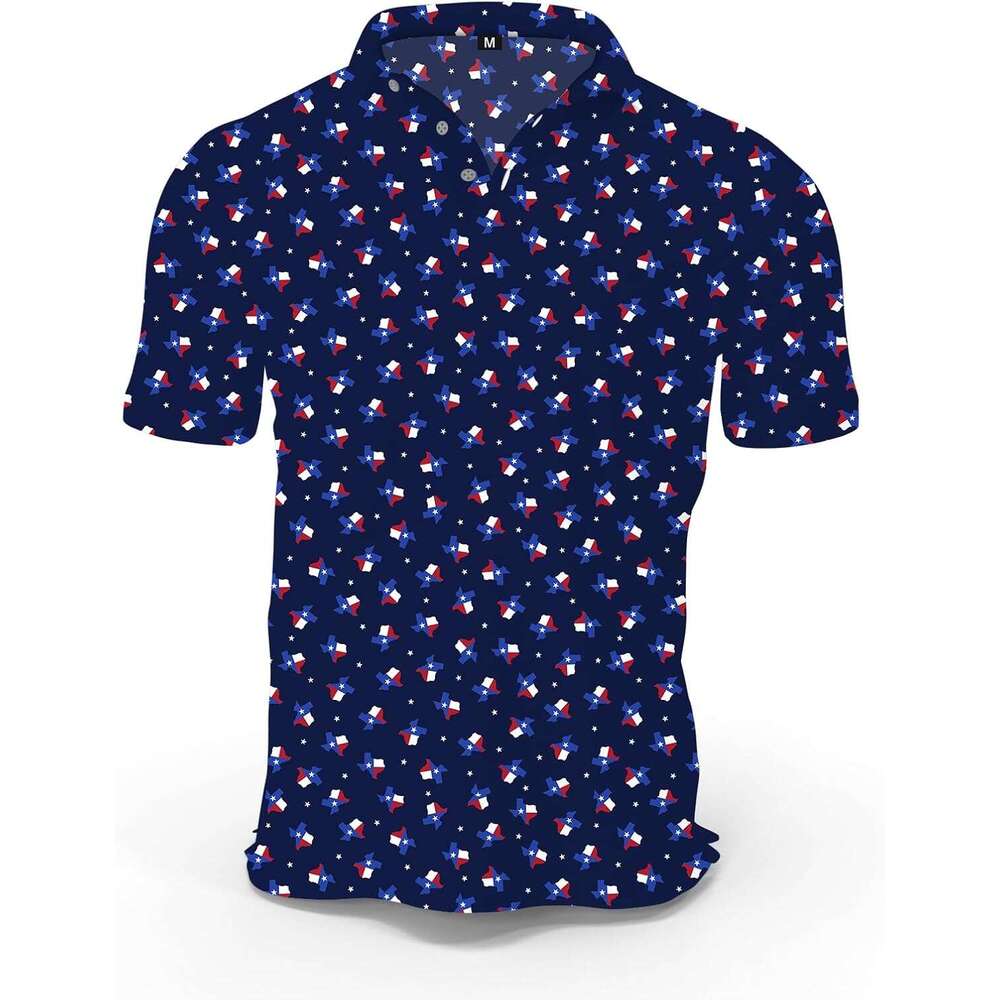 Fashion Mens Polo shirt Funky Golf Shirt Mens Performance 4 Way Stretch Quick Dry Polyester Print Short Sleeve Polo Tshirt Casual tops summer clothes 