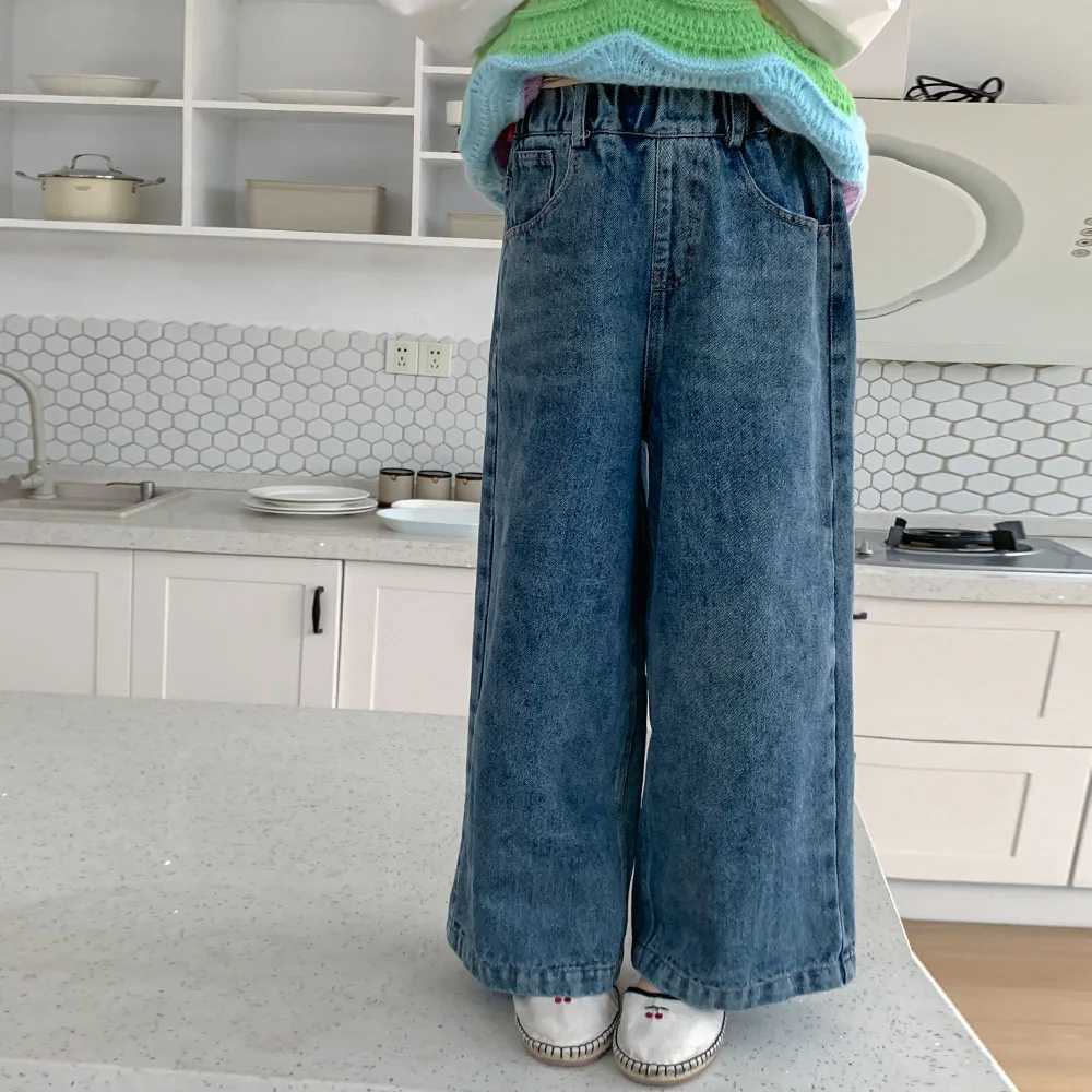 Jeans Spring Autumn fashion wide leg denim pants Girls washed jeans loose jeans