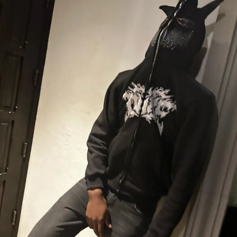 Aesthetic Y2K Streetwear Hoodie Women Men Rhinestone Skeleton Loose Sweatshirts Zip up Hoodie Goth Hoodies Jacket Hip-hop Grunge 240807
