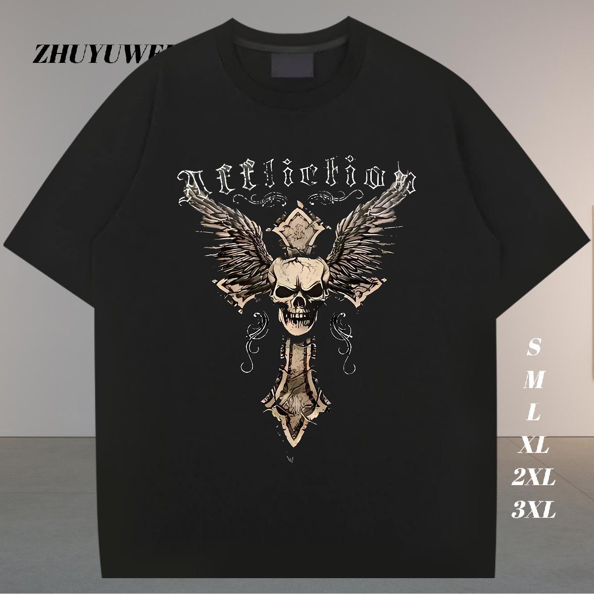 Stylist T-Shirts for Men skull Top Tees 100% Cotton 230g Sports Casual High Quality Plus Size Custom Breathable Short Sleeve Men Tops Tees