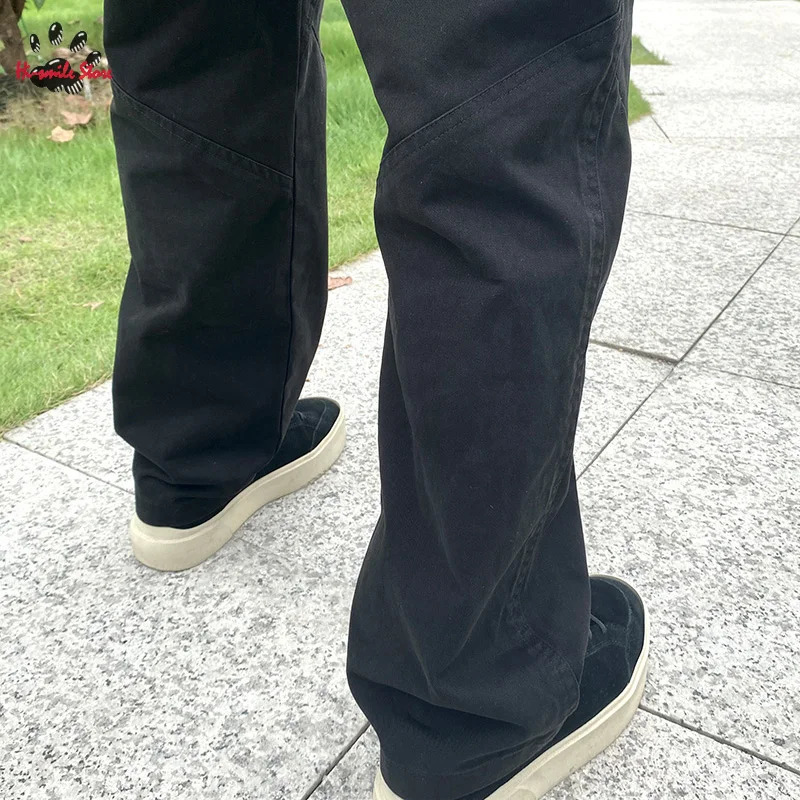 Casual Straight Pants Men Woman Heavy Duty Washed High Street Classic Allmatch Joggers Sweatpants Drawstring Splice Trousers 240806