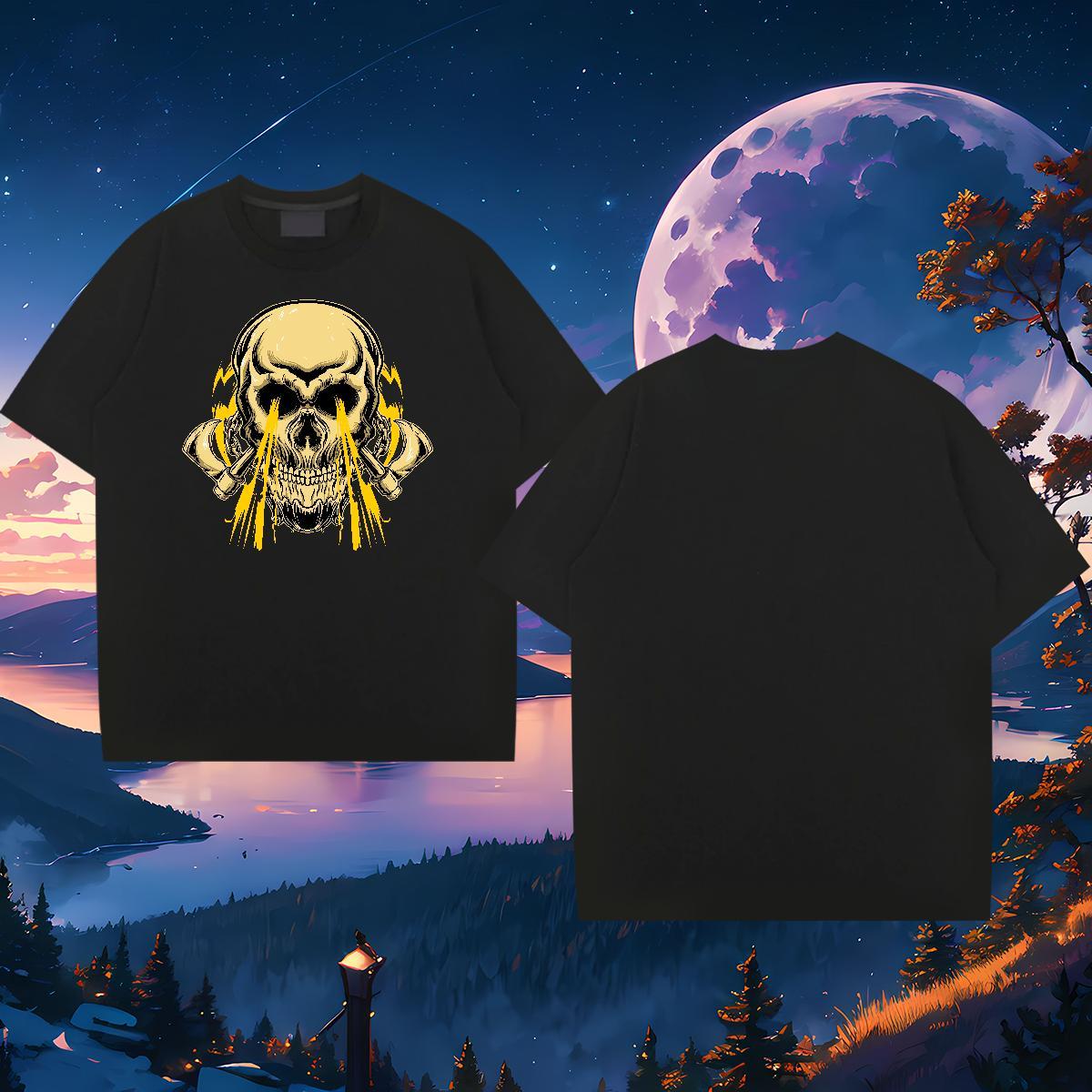 New Arrival T Shirt For Man skull Tops 230g Pure Cotton Street High Quality DIY Printed Breathable Short Sleeve Tshirts