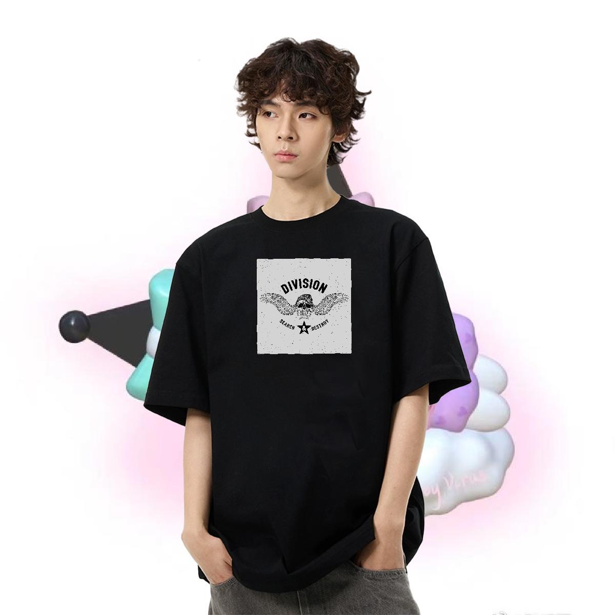 Classic T Shirts Men skull Tees Shirts 230g 100% Cotton Anime Printing Street Unisex Custom Anime Short Sleeve Soft Mens Tshirts