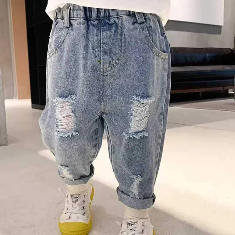 Jeans Spring and Autumn Childrens Pants Boys Ripped Jeans Thin Summer Baby Pants Childrens Clothing Childrens Trousers