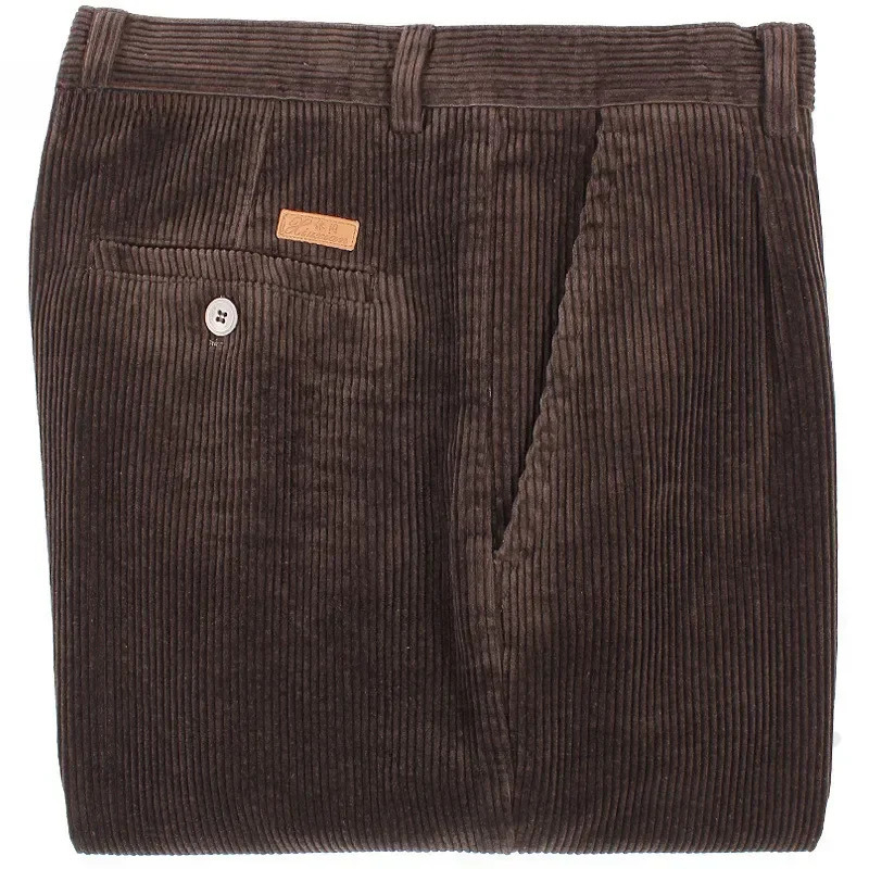 Corduroy Men Trousers Straight Thick Warm Autumn Winter Pants High Waist Mens Plus Size 40 42 44 240806