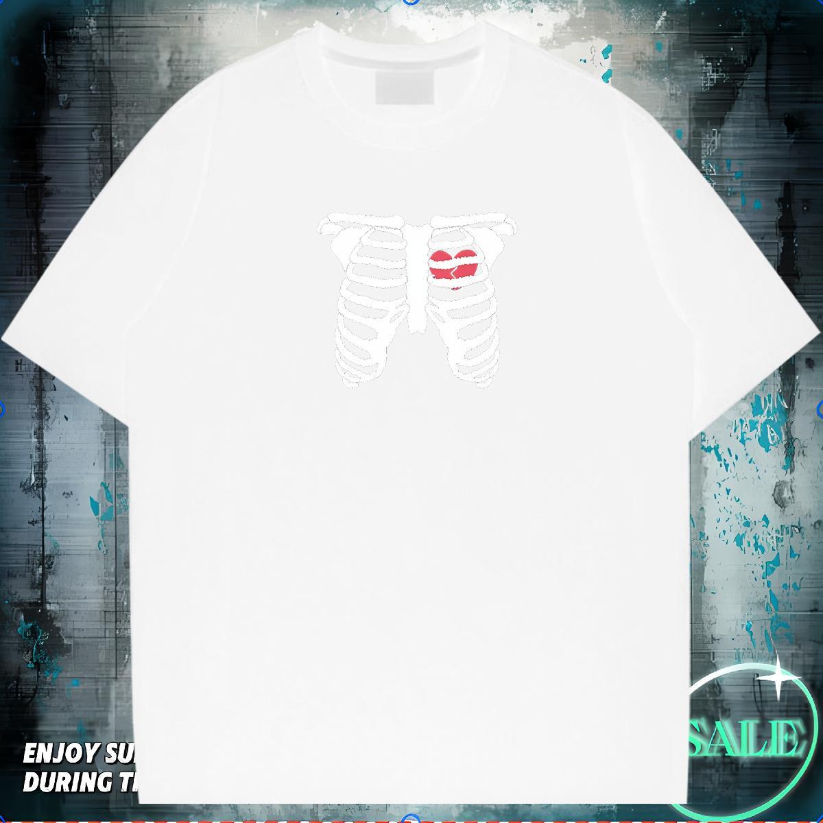 DIY T-Shirts for Men skull Tee Shirt 230g Cotton Outdoor Loose Custom Anime Crew Neck Tshirts