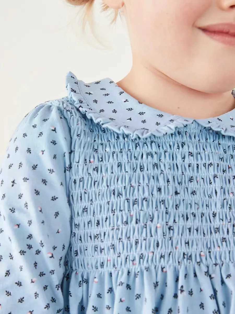 2-7-year-old long sleeved dress made of 100% pure cotton and fashionable suitable for children girls flowers and birthday partiesW240720