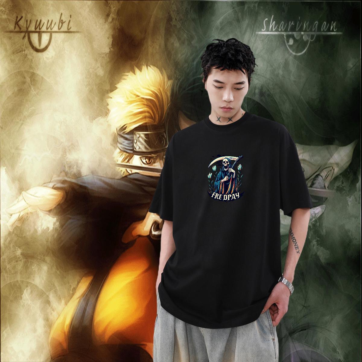 2024 Summer Mens T Shirts skull Wear 230g Cotton Daily Outfit Free Shipping Cartoon Print Breathable Crew Neck Tshirts