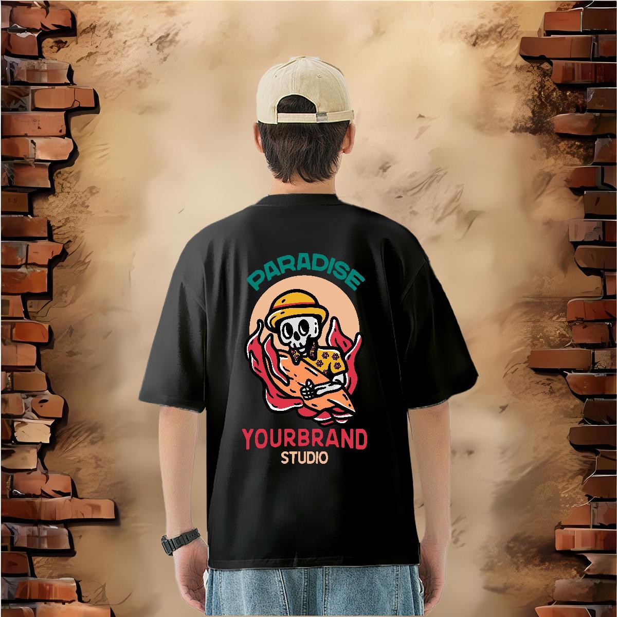 Free Shipping T shirt skull Tops Shirt 230g Cotton Street wear Hip Hop Cool Oversized Crew Neck Breathable Tshirt for Man Woman
