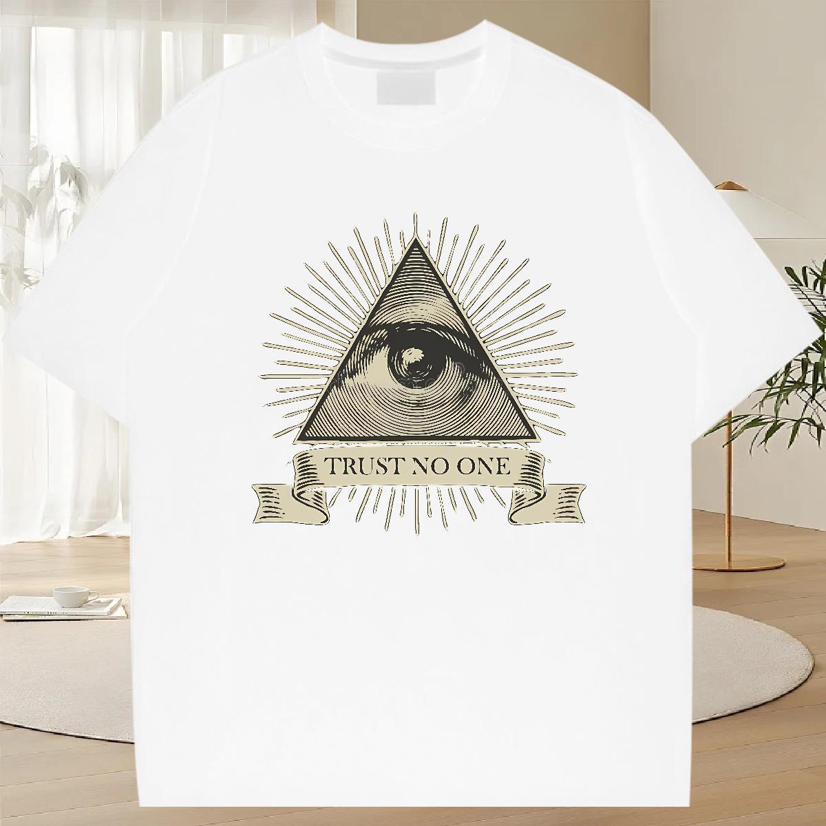 Fashion Design T Shirts Men eye of the devil Polos 100% Cotton 230g Hip Hop Cool Plus Size Cartoon Breathable Crew Neck Men Tees
