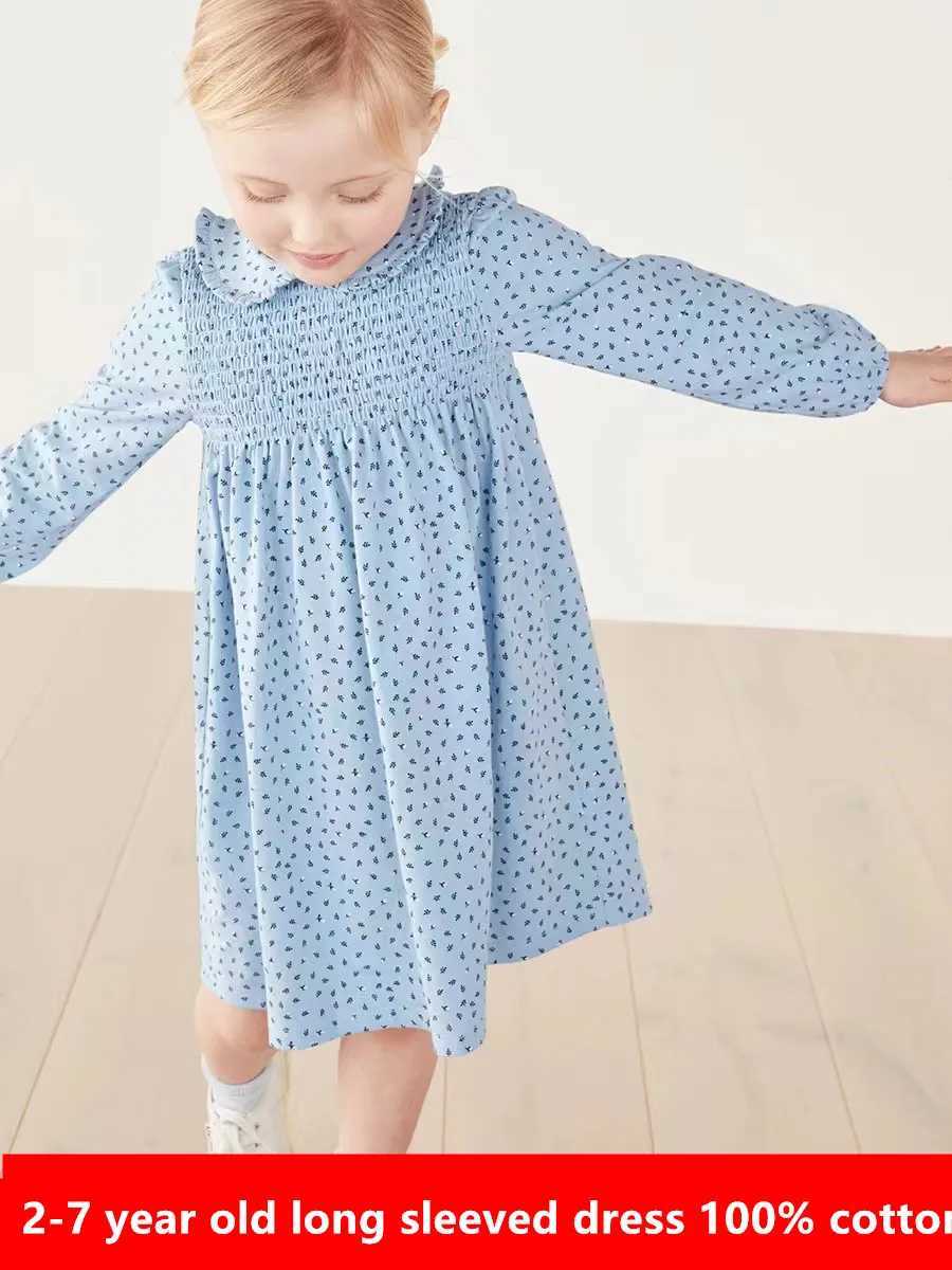 2-7-year-old long sleeved dress made of 100% pure cotton and fashionable suitable for children girls flowers and birthday partiesW240720