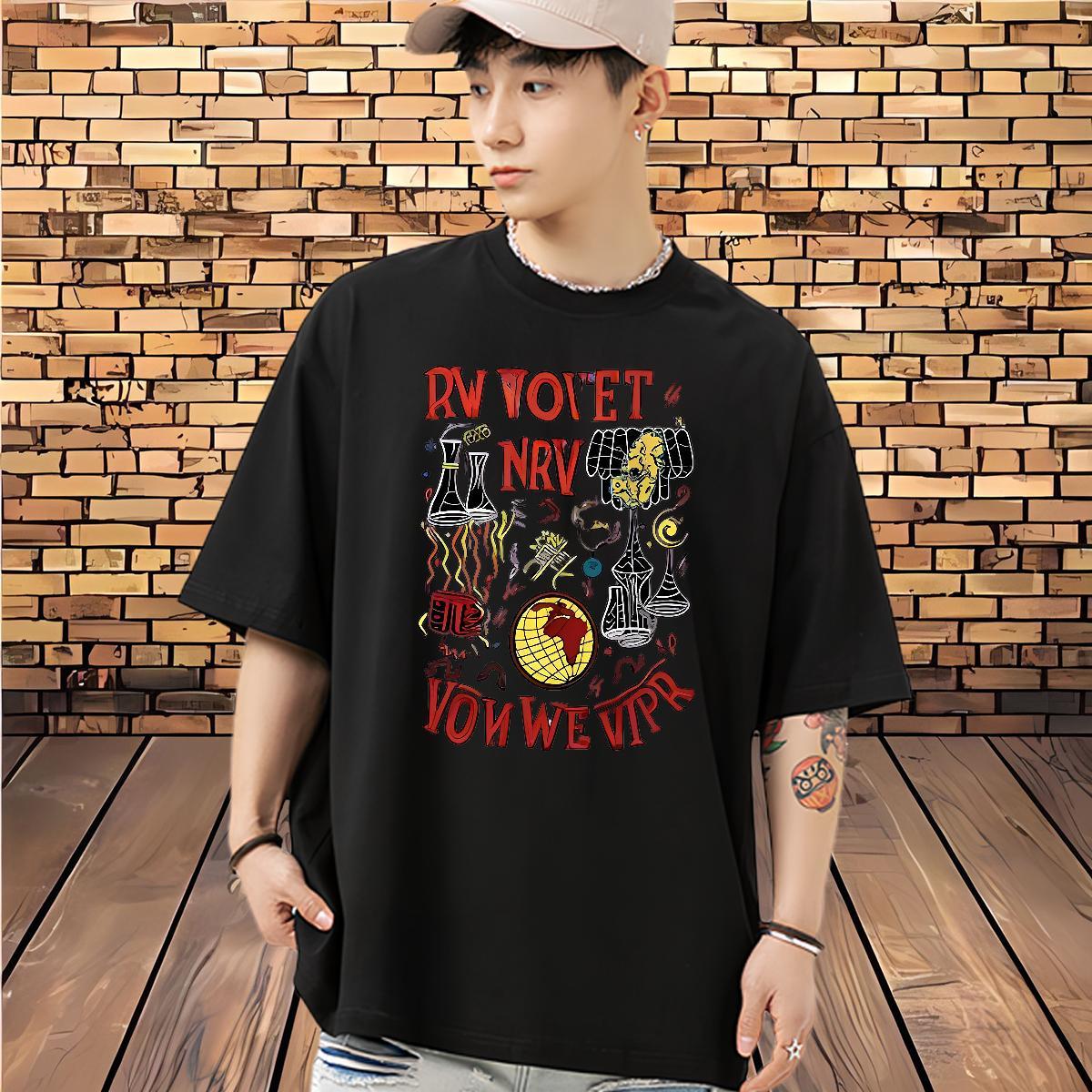 DIY Men T Shirts letter Tee Shirt 230g Cotton Street wear Hip Hop High Quality Anime Short Sleeve Soft Tshirts