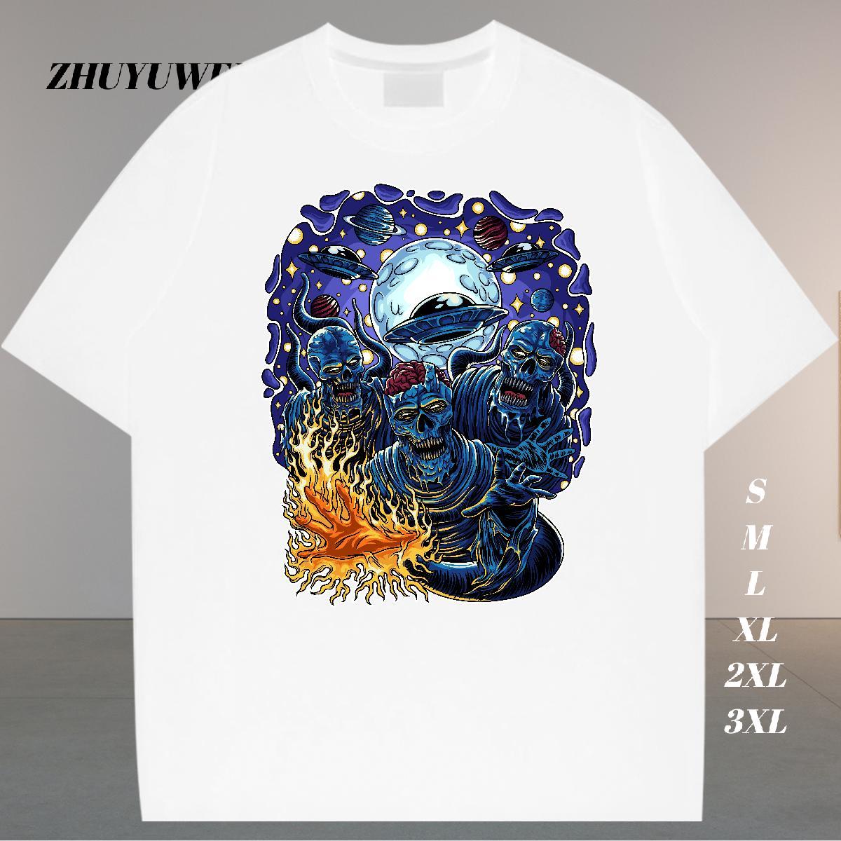 Classic Casual T shirt ET Tees 230g Pure Cotton Hip Hop Street High Quality Black White Breathable Men Clothes T-Shirt