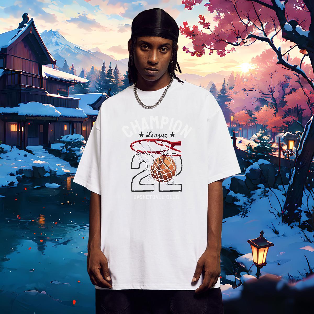 Free Shipping Man T Shirts basketball Wear 100% Cotton 230g Hip Hop Street Popular Anime Round Neck Short Sleeve Men Clothes T-Shirt