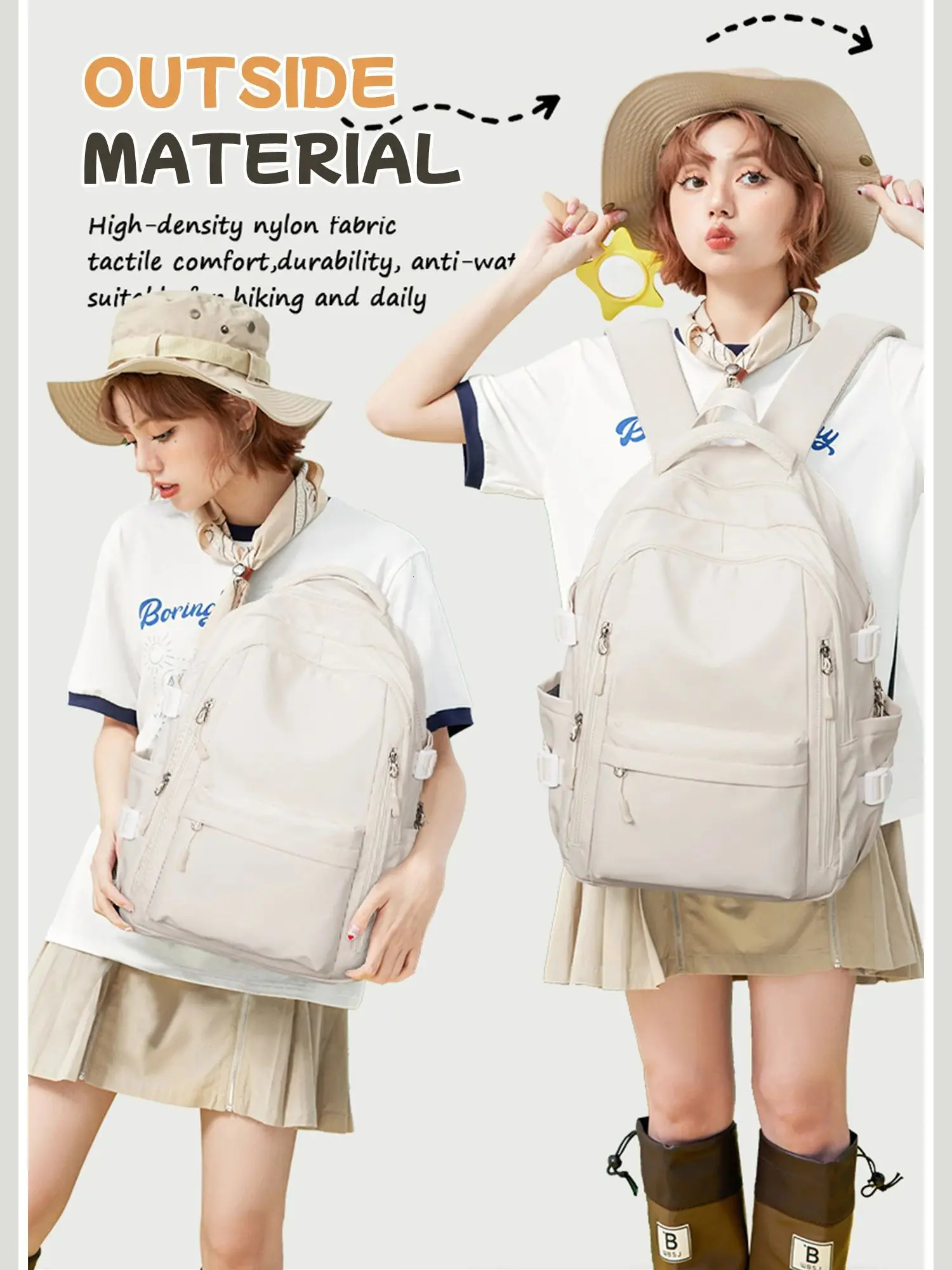 Kawaii Girls School Bag Waterproof Backpack Teenage Student Boys Laptop Rucksack Cute Travel 240807