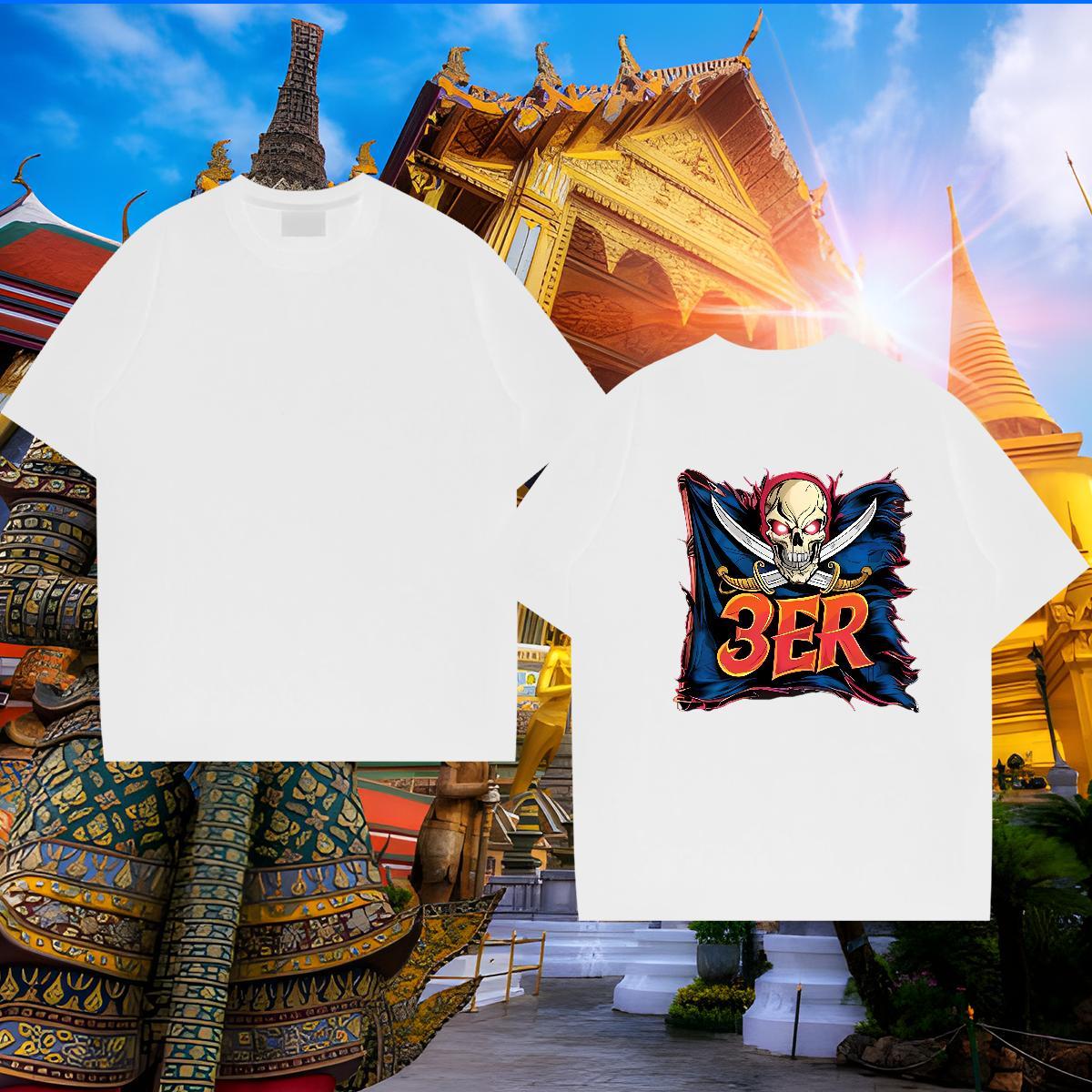 Classic T Shirt For Man skull Tees Shirts 230g 100% Cotton Street Casual Designer Anime Print O-Neck Short Sleeve Tshirts