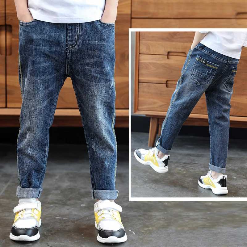 Jeans Kids Boys Jeans Young Casual Trousers 4-11 Years Children Denim Long Pants Elastic Waist Pants Spring Autumn Slim Jean