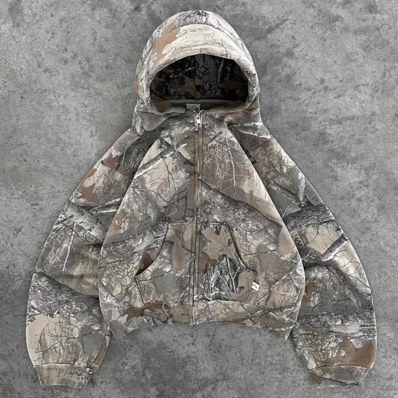 CNLONGBIDA Women's Hoodies Hoodie Harajuku Retro Camouflage Pattern Oversized Zipper Hooded Sweatshirt Mens And Womens Punk Hip Hop Pullover