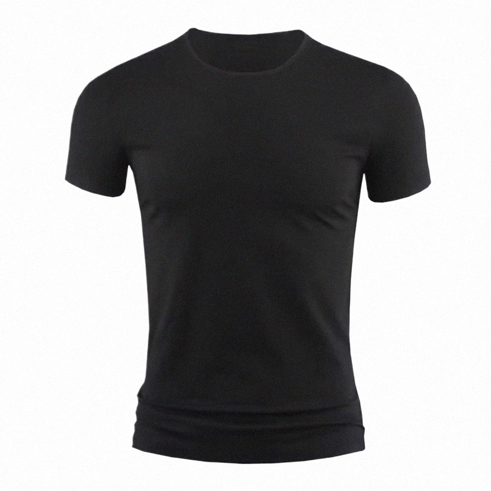 summer Mens Short Sleeve TShirt Basic Plain Casual Gym Muscle Crew Neck Tshirts Slim Fit Tops Tee Clothing For Man k7J3