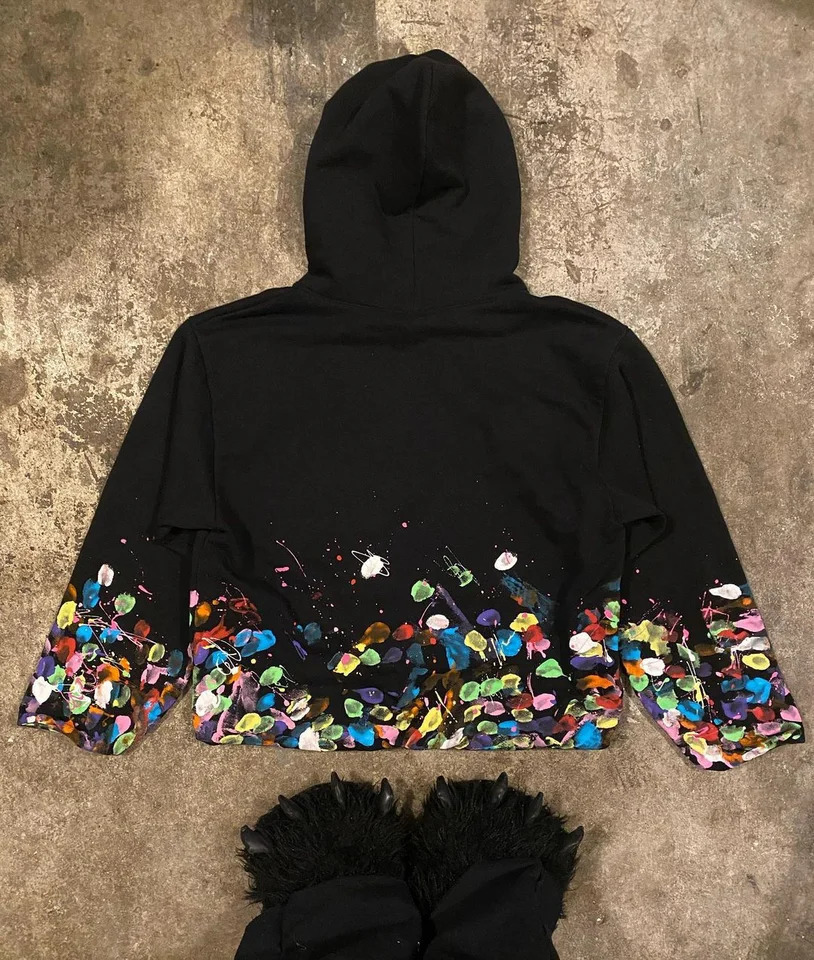 Y2K Womens Clothing Sweatshirt Long sleeved Pullover Handdrawn Pattern Print Tops Oversize Streetwear Casual Kpop vintage s 240827