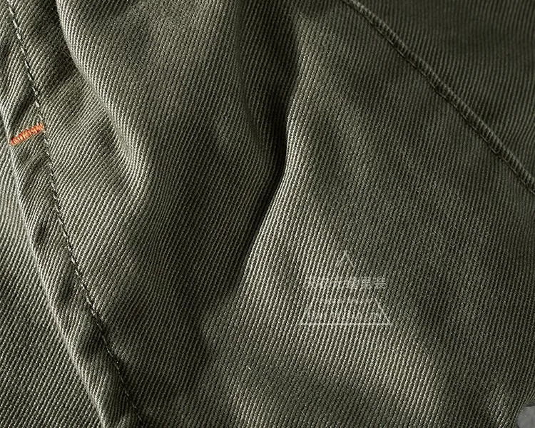 Military Retro Woven Tooling Pants Mens Fashion Pure Cotton Washed Old Casual Elastic Waist Drawstring Loose Multi Pocket 240806