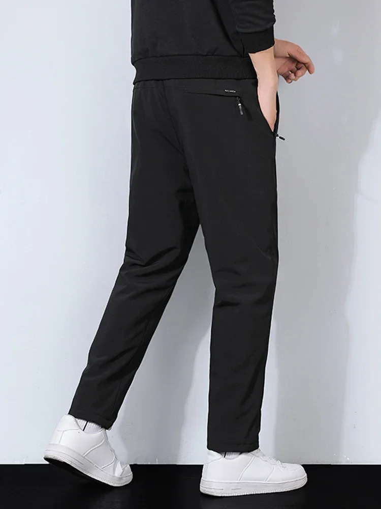 Winter Thick Warm Fleece Sweatpants Men Joggers Plus Size Straight Long Track Pants Windproof and Waterproof Thermal Trousers 240806