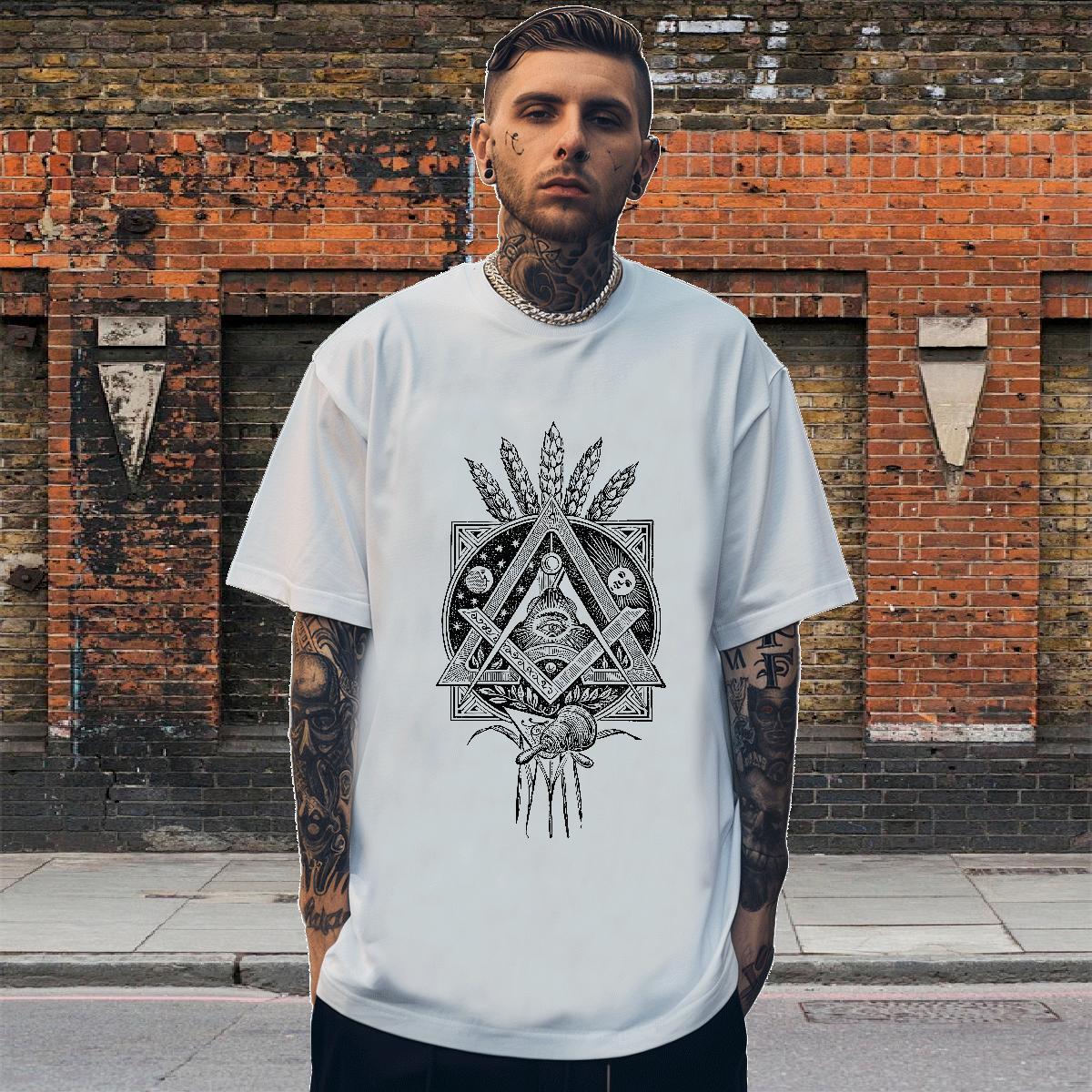 DIY T-Shirts for Men eye of the devil Clothes 230g Pure Cotton Spring Summer Cool Design Plus Size Custom O-Neck Short Sleeve Men Tshirts