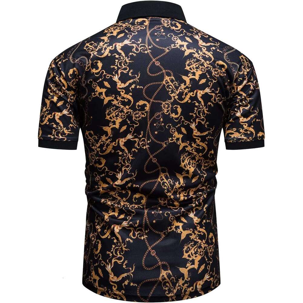 Fashion Mens Polo Shirts Short Sleeve Baroque Chain Print Casual Wicking Golf Flower T-Shirt Polos shirts tshirt Casual tops summer clothes Short slee