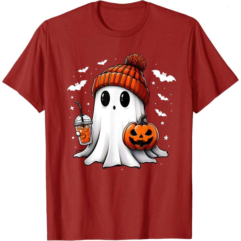 T shirt for Mens cute halloween ghost drink pumpkin T-Shirt shirts tshirt graphic tee Casual tops summer clothes Short sleeve 2025